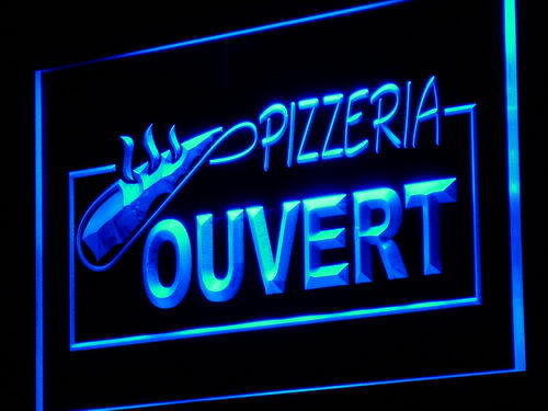 OUVERT OPEN Pizzeria Pizza Cafe Neon Light Sign